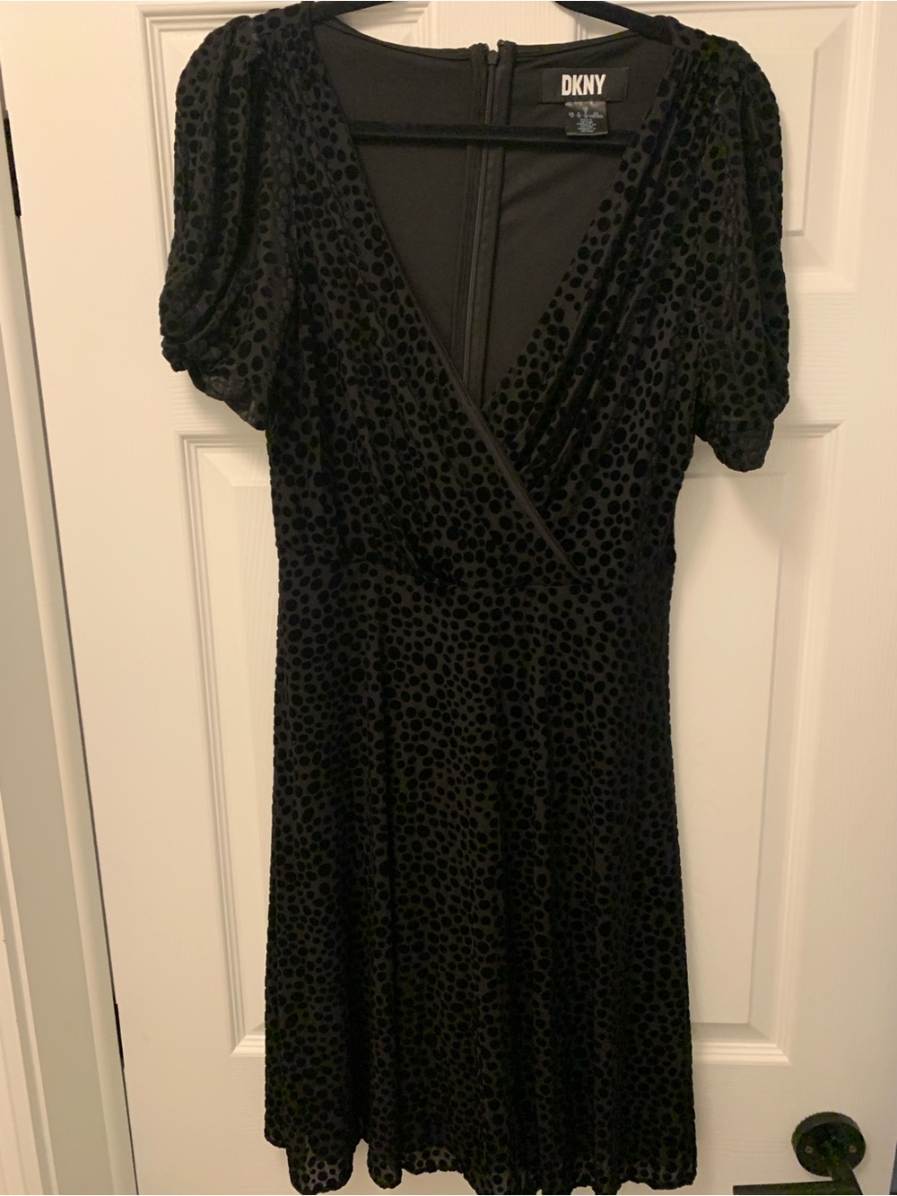 DKNY Black Velvet Dot Mini Dress
